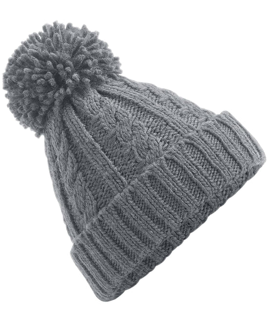 Light Grey - Cable knit melange beanie