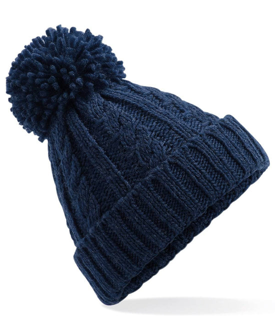 Navy - Cable knit melange beanie