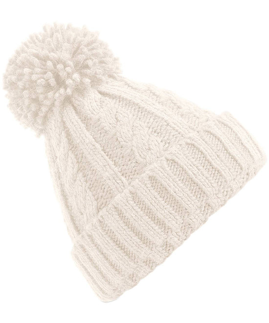 Oatmeal - Cable knit melange beanie