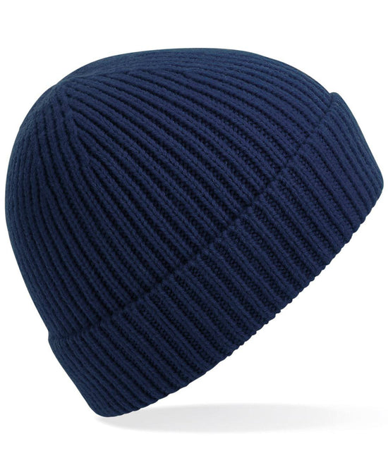 Oxford Navy - Engineered knit ribbed beanie