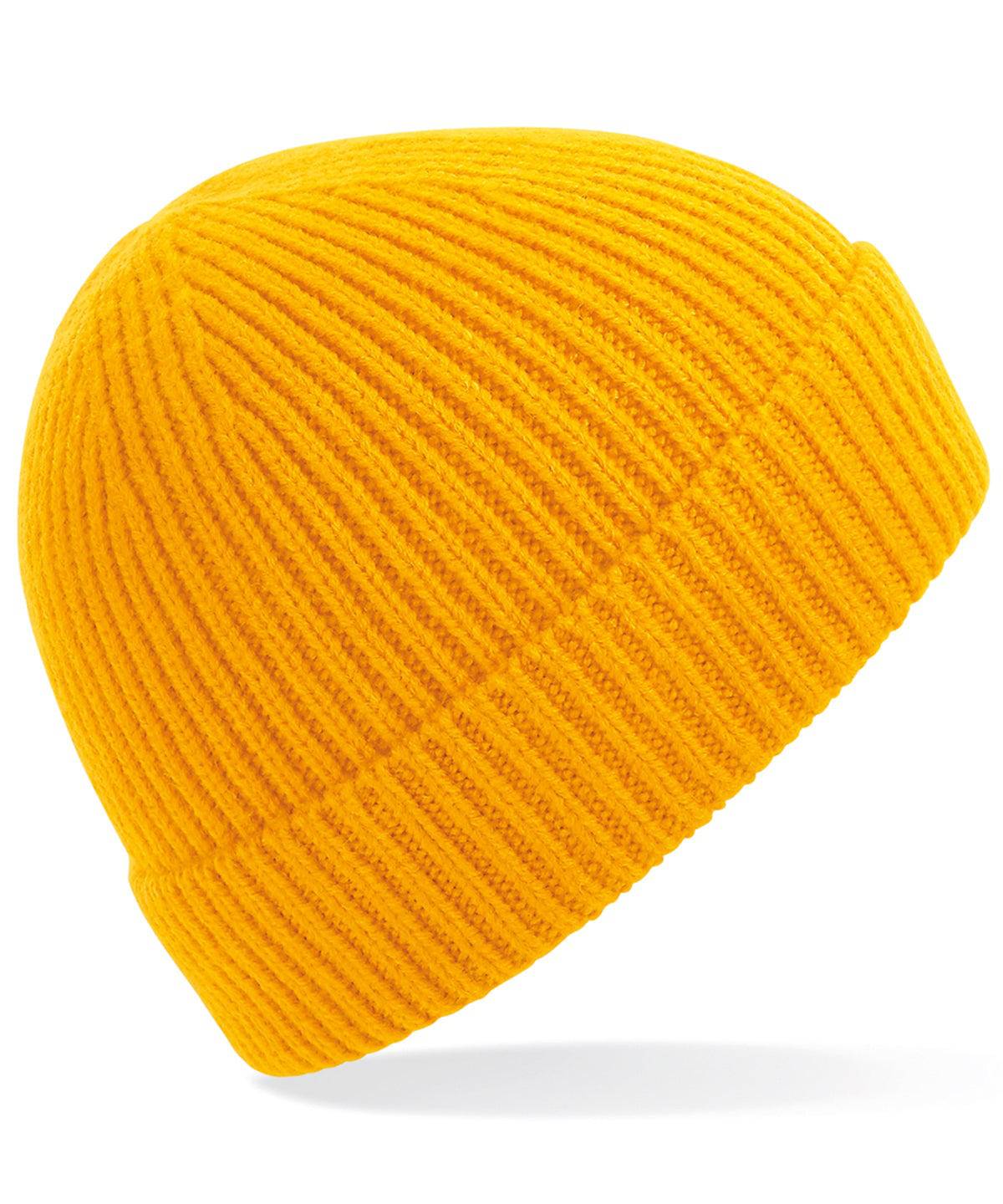 Sun Yellow - Engineered knit ribbed beanie