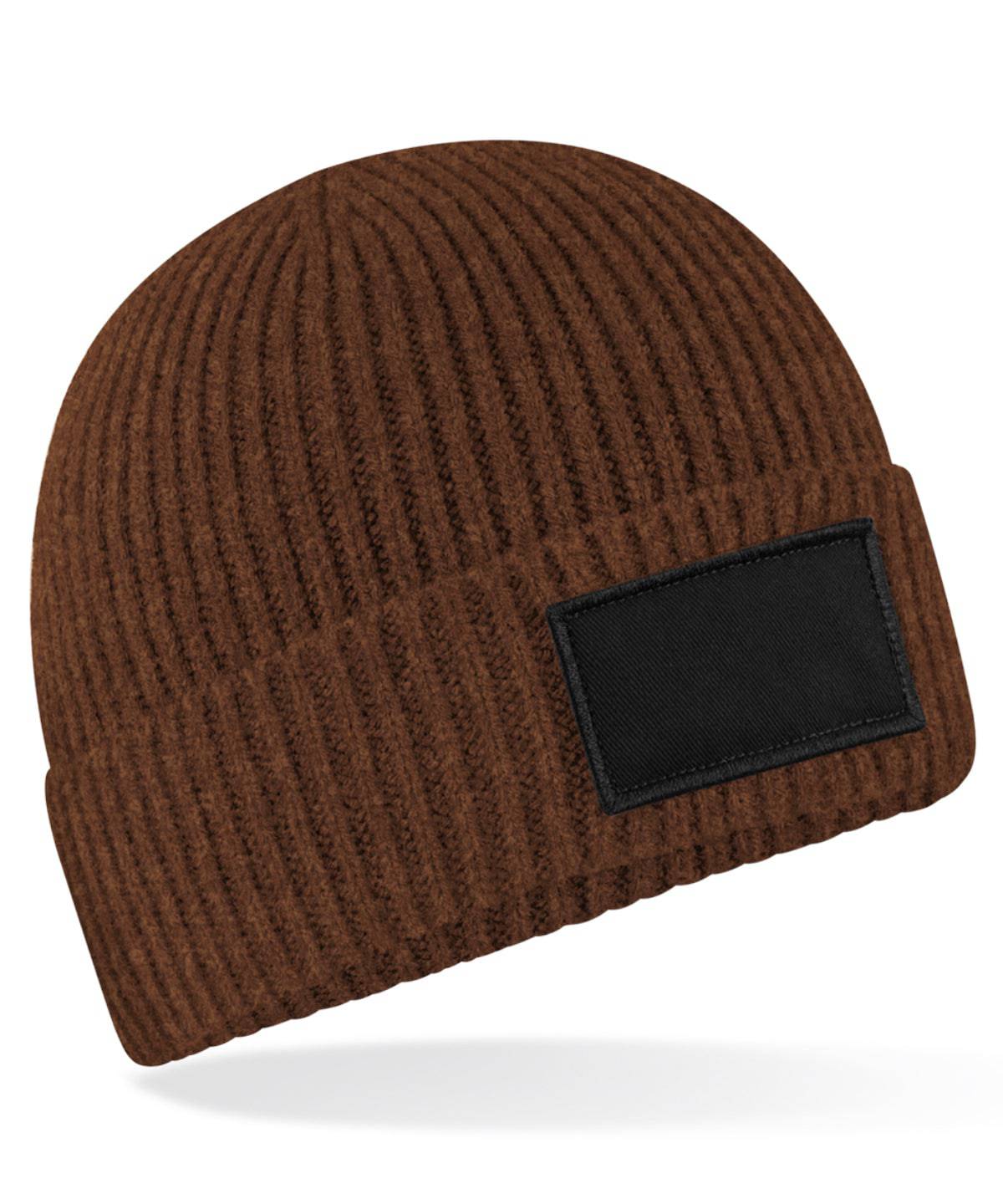 Walnut/Black - Fashion patch beanie