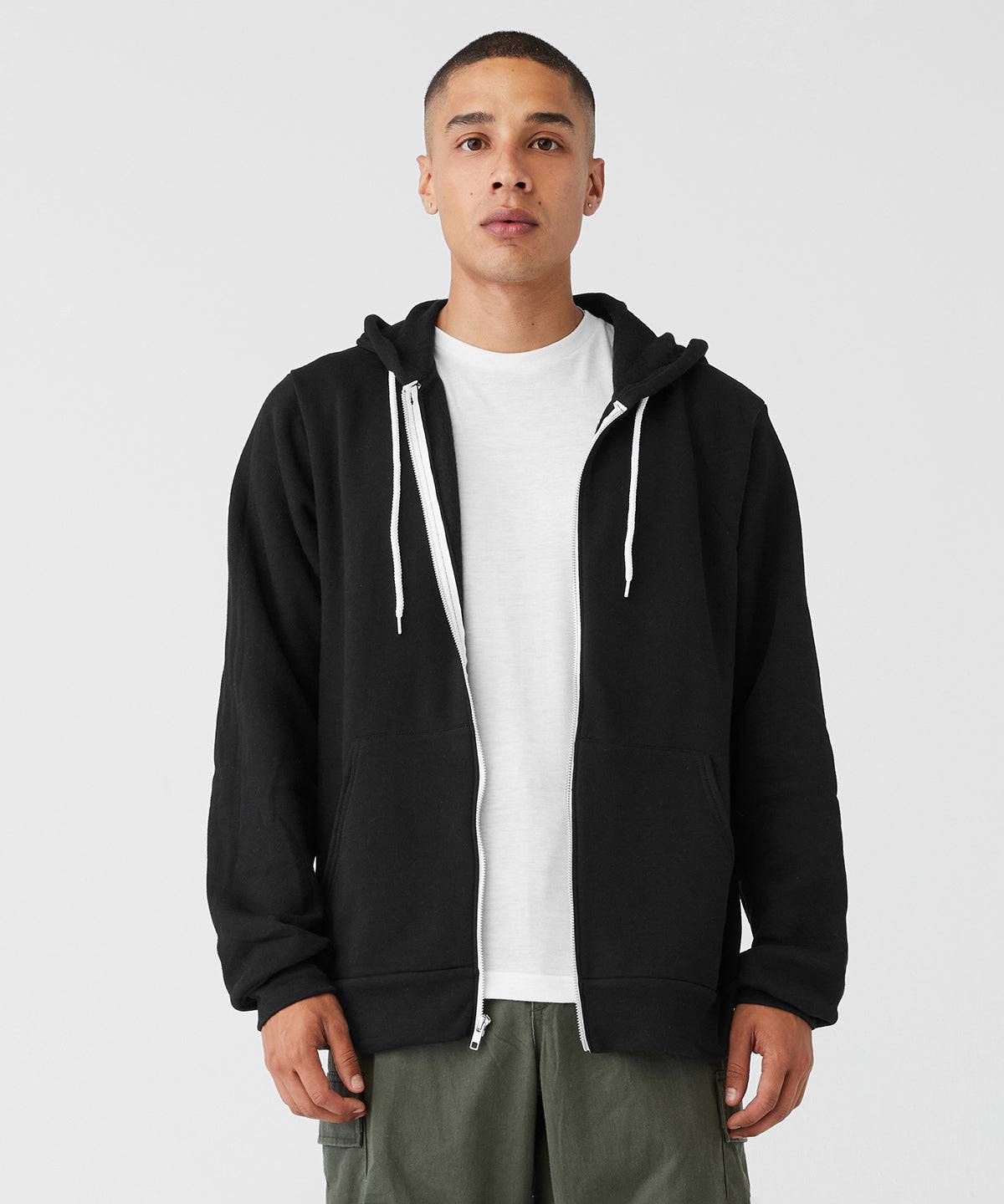 Black - Unisex polycotton fleece full-zip hoodie