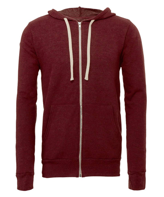 Dark Red Triblend - Unisex triblend full zip hoodie