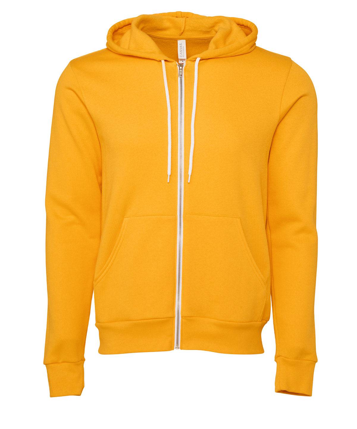 Gold - Unisex polycotton fleece full-zip hoodie