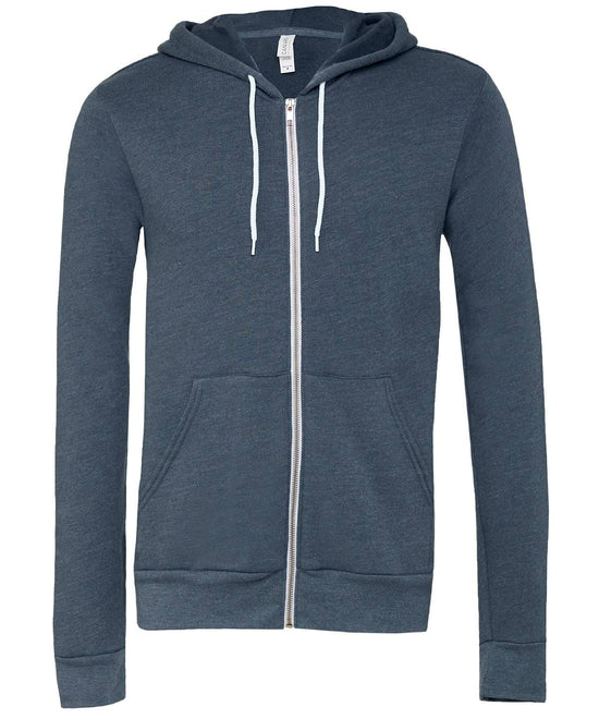 Heather Navy - Unisex polycotton fleece full-zip hoodie