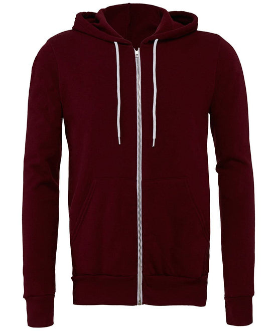 Maroon - Unisex polycotton fleece full-zip hoodie