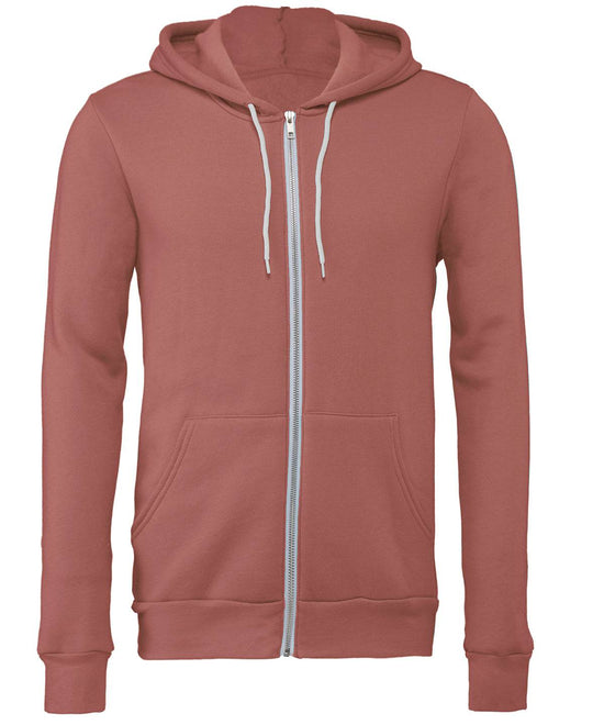 Mauve - Unisex polycotton fleece full-zip hoodie