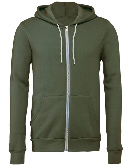 Military Green - Unisex polycotton fleece full-zip hoodie