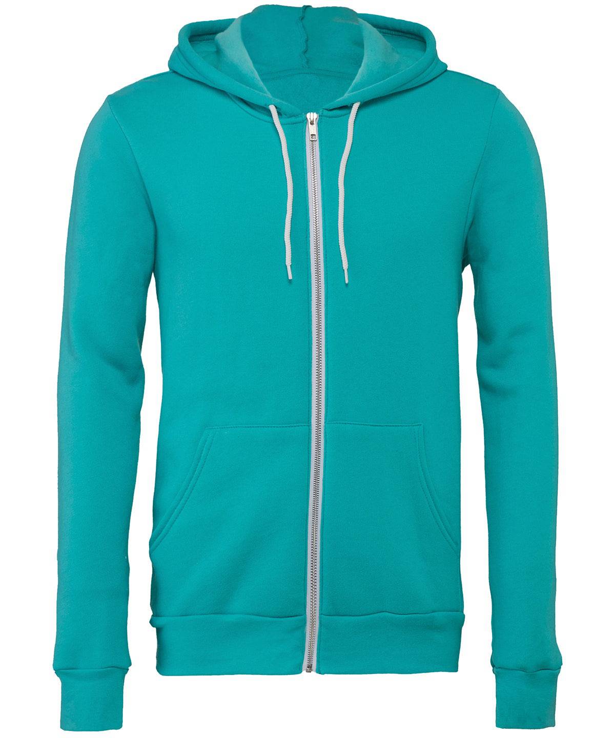 Teal - Unisex polycotton fleece full-zip hoodie