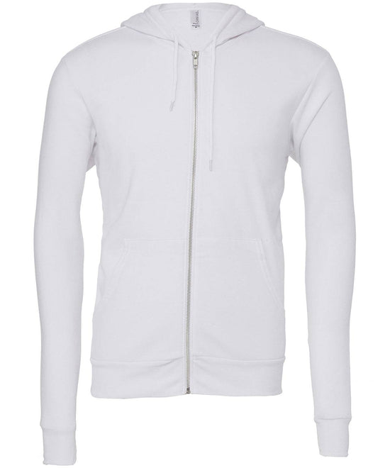 White - Unisex polycotton fleece full-zip hoodie