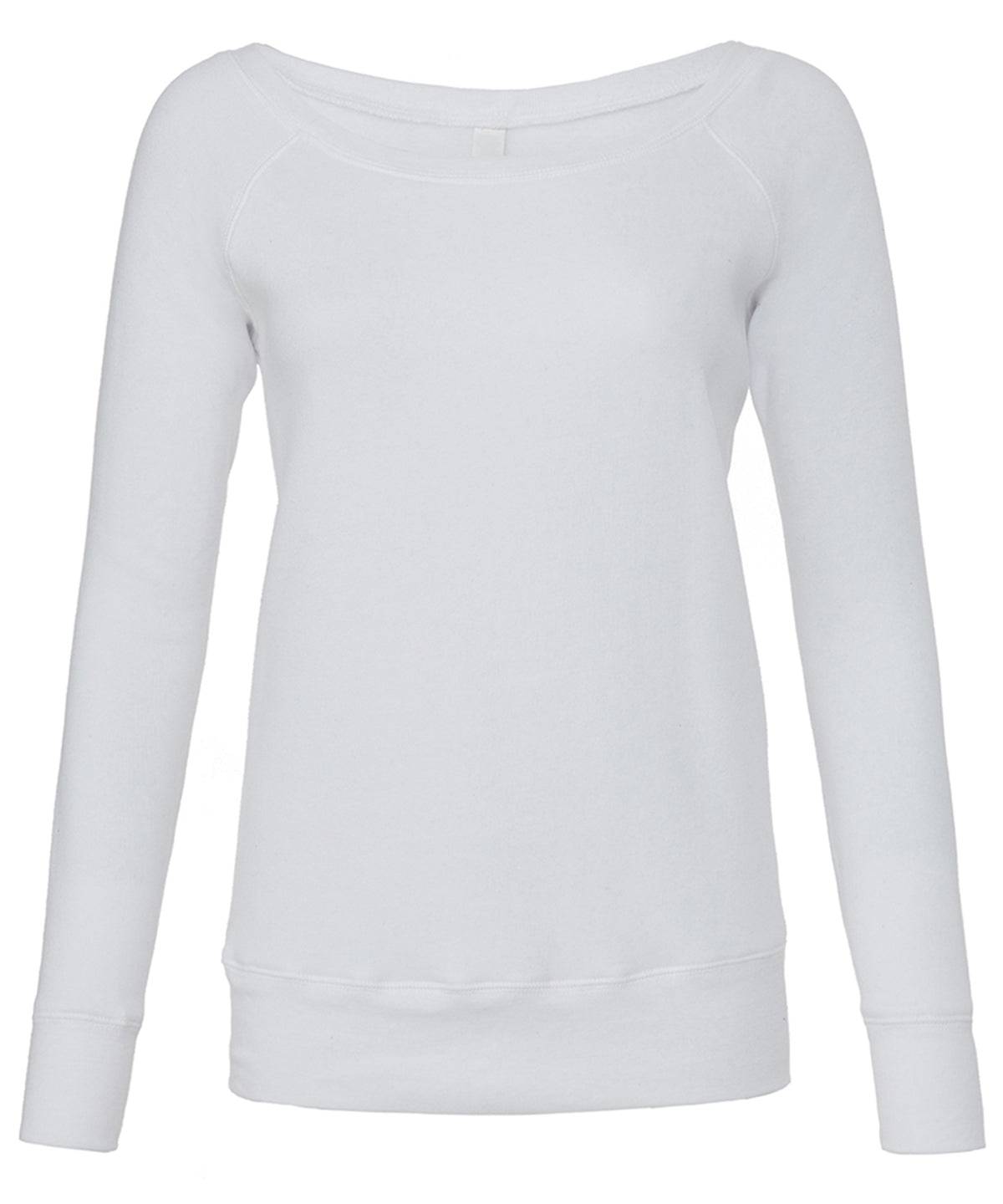 Solid White Triblend - Sponge fleece wide neck sweatshirt