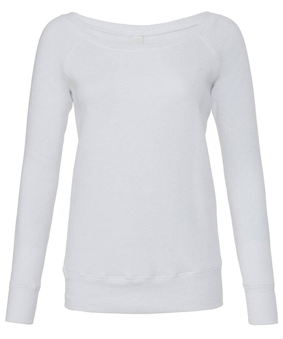 Solid White Triblend - Sponge fleece wide neck sweatshirt