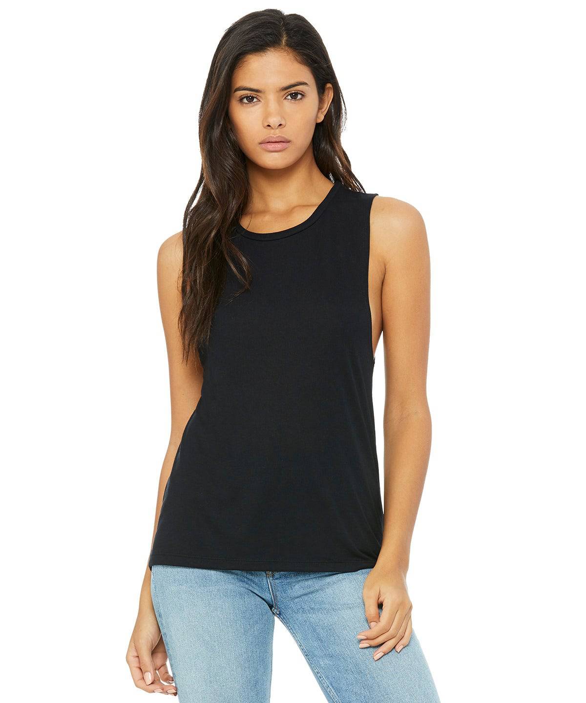 Black - Flowy scoop muscle t-shirt