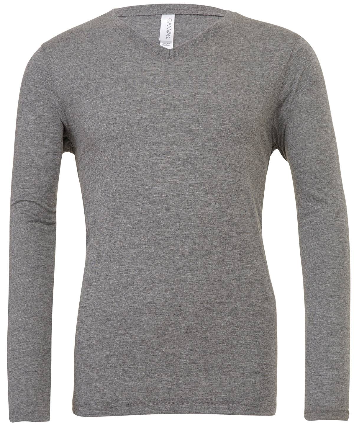 Grey Triblend - Unisex triblend long sleeve v-neck t-shirt