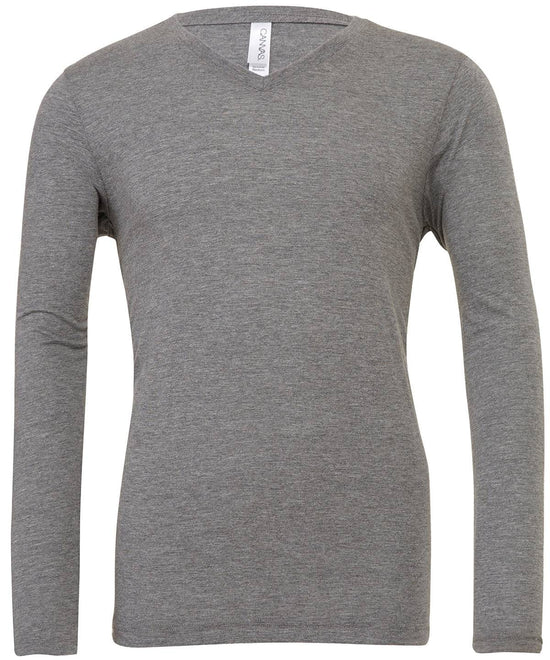 Grey Triblend - Unisex triblend long sleeve v-neck t-shirt
