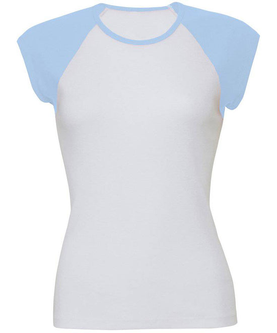 White /Baby Blue - Baby rib cap sleeve contrast raglan t-shirt