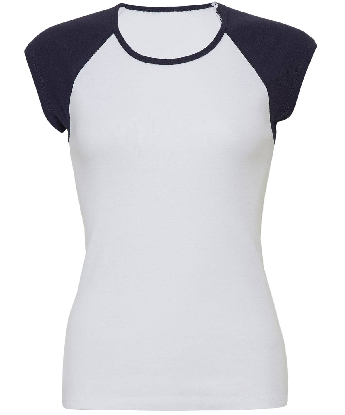 White /Baby Blue - Baby rib cap sleeve contrast raglan t-shirt