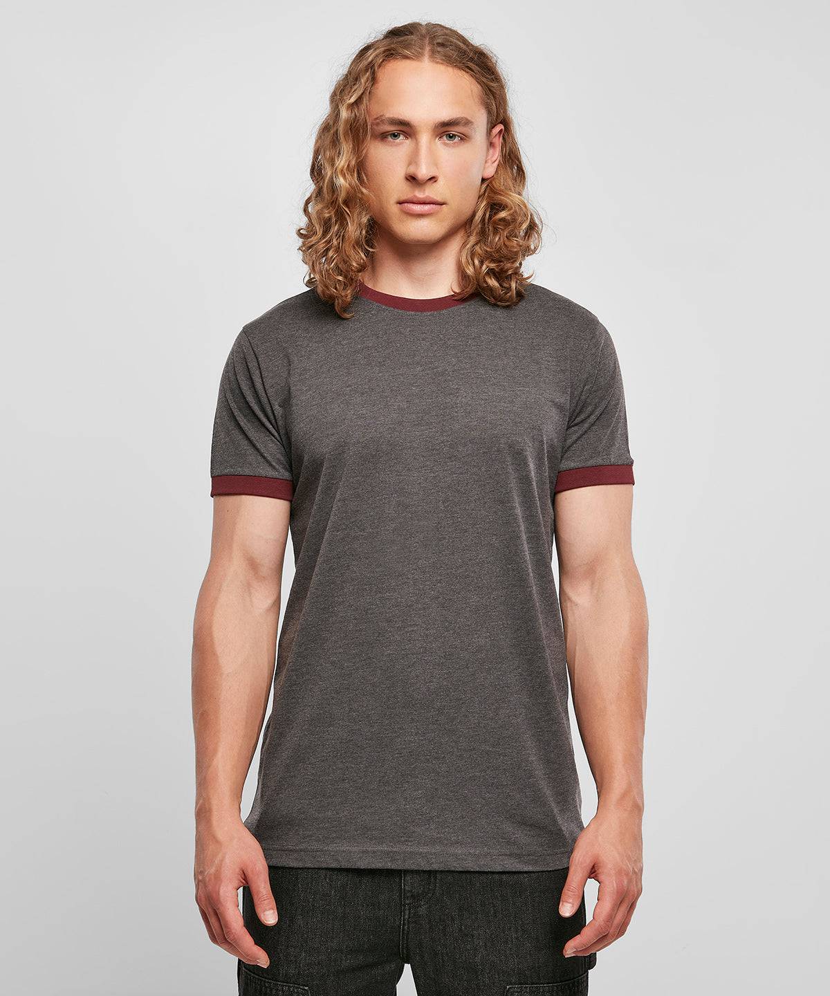 Charcoal/Cherry - Ringer tee