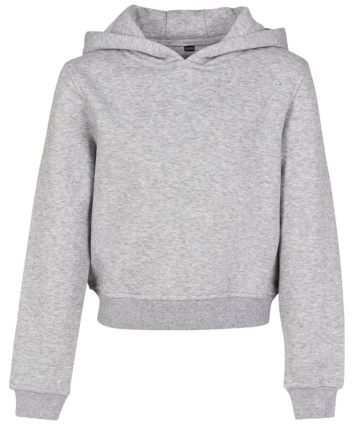 Heather Grey - Girls cropped sweat hoodie