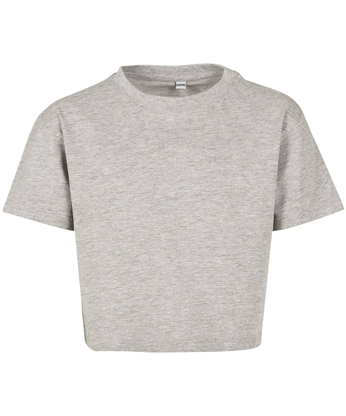 Heather Grey - Kurzes Jersey-T-Shirt für Mädchen