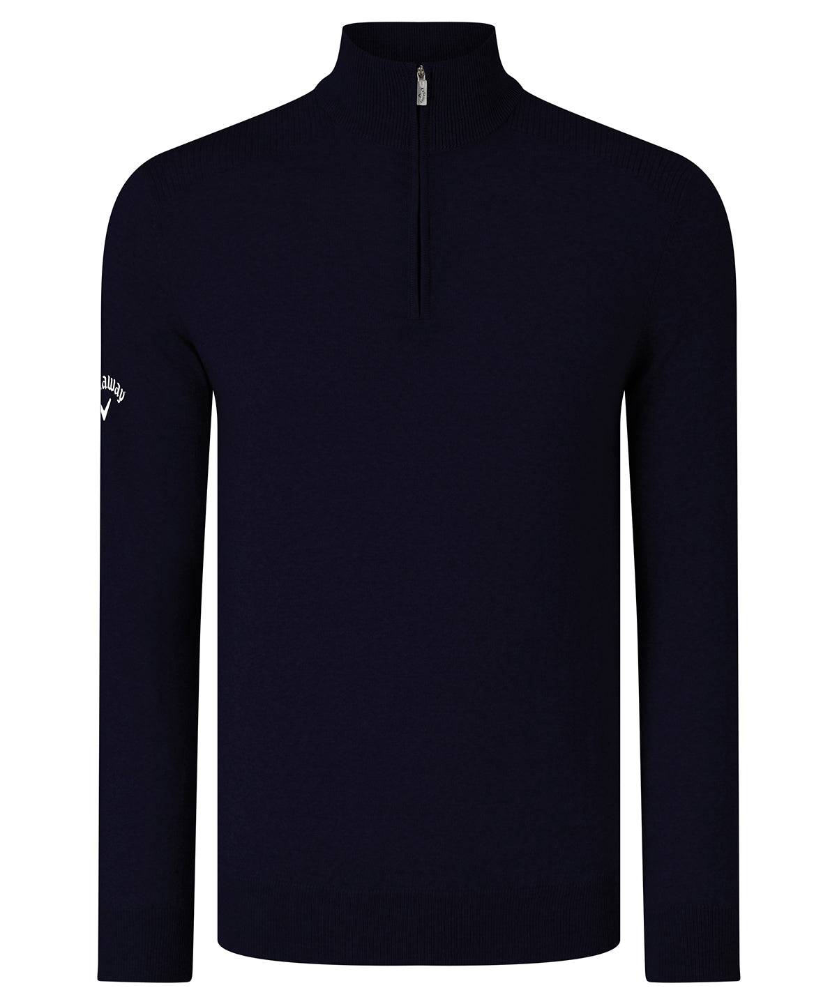 Dark Navy (Peacoat Navy) - Ribbed ¼ zip Merino sweater