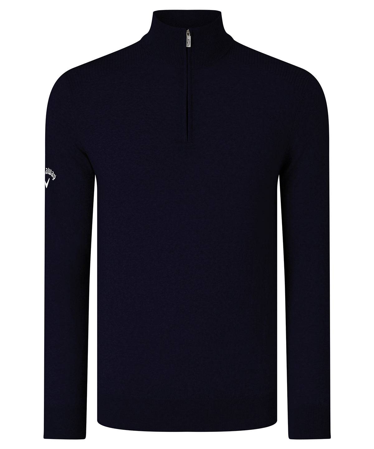 Dark Navy (Peacoat Navy) - Ribbed ¼ zip Merino sweater