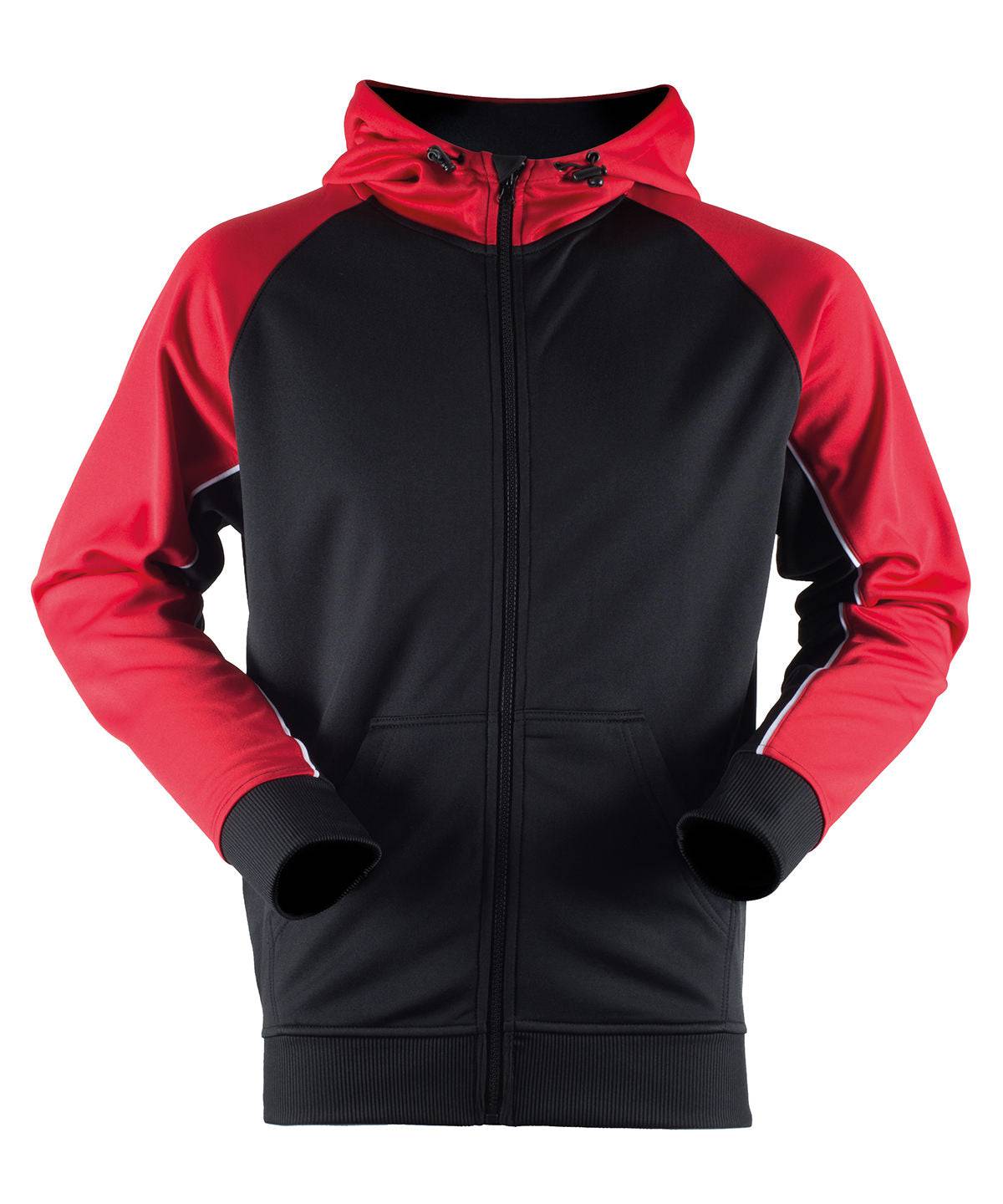 Black/Red/White - Panelled sports hoodie