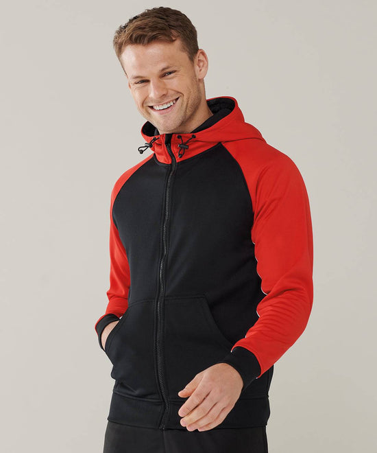 Black/Red/White - Panelled sports hoodie