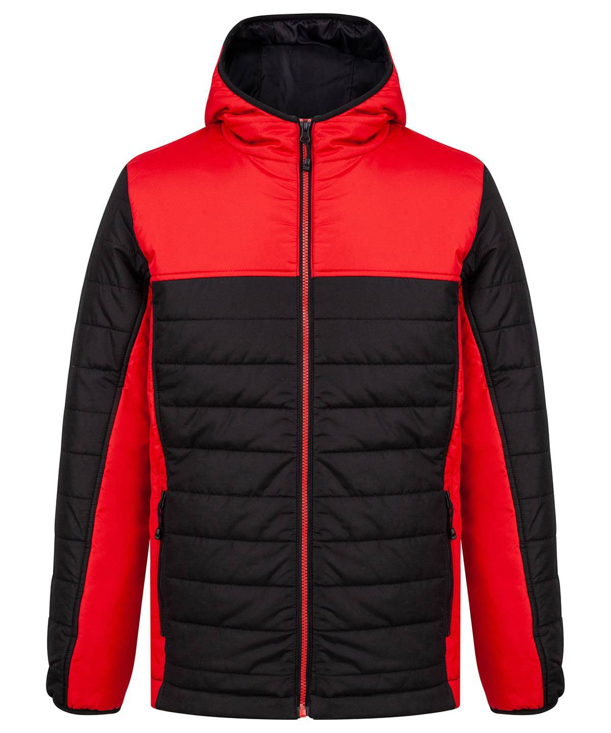 Black/Red - Hooded contrast padded jacket