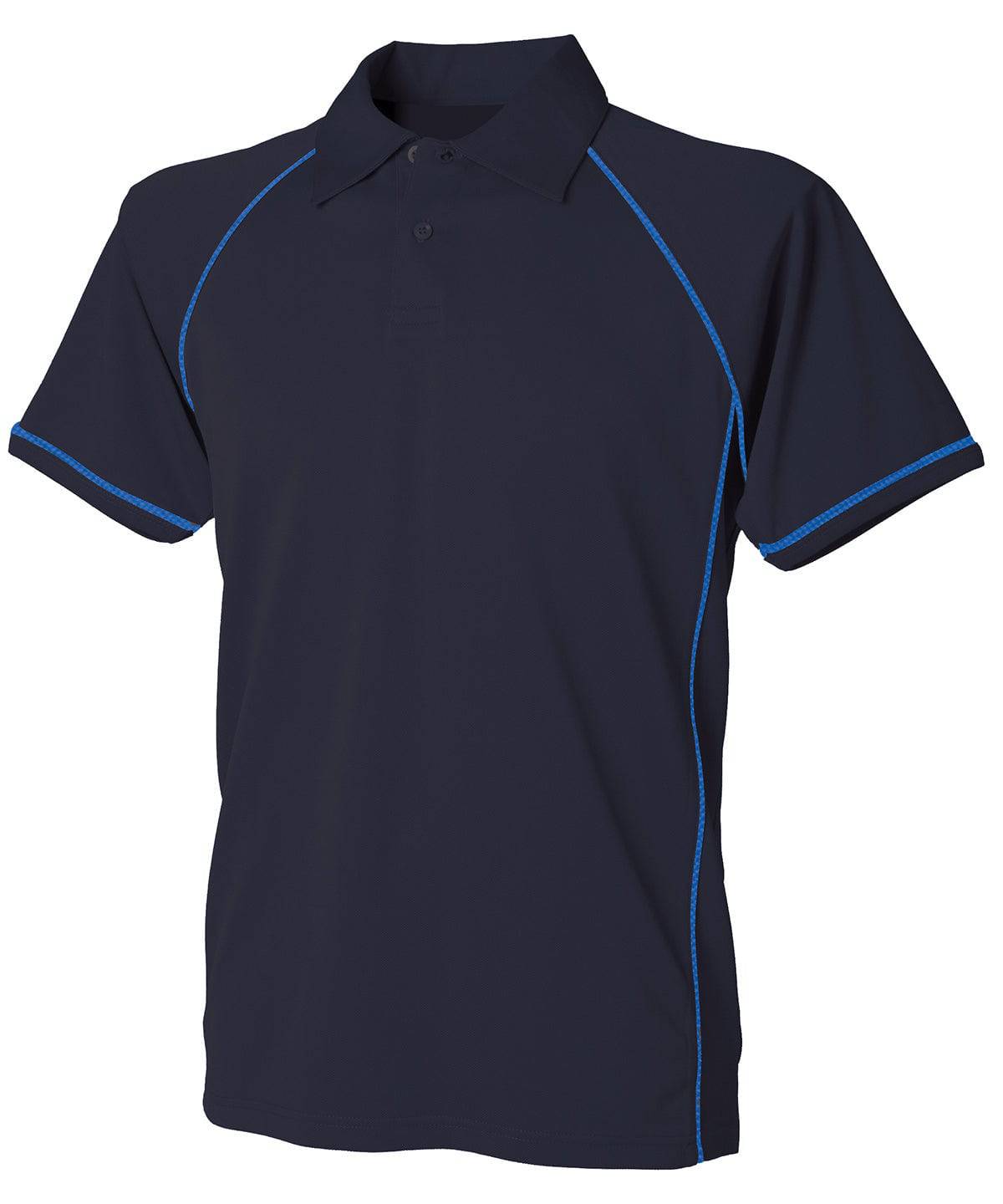 Navy/Royal/Royal† - Kids piped performance polo