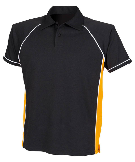 Black/Amber/White - Kids piped performance polo