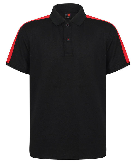 Black/Red - Kids contrast panel polo