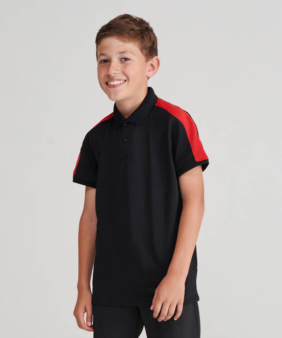 Black/Red - Kids contrast panel polo