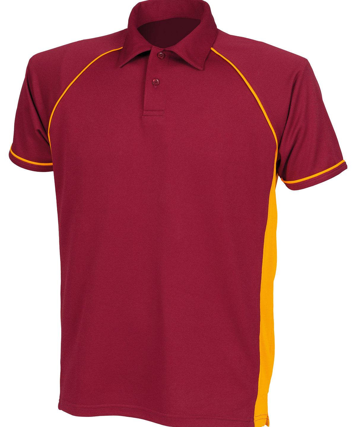 Maroon/Amber/Amber - Kids piped performance polo