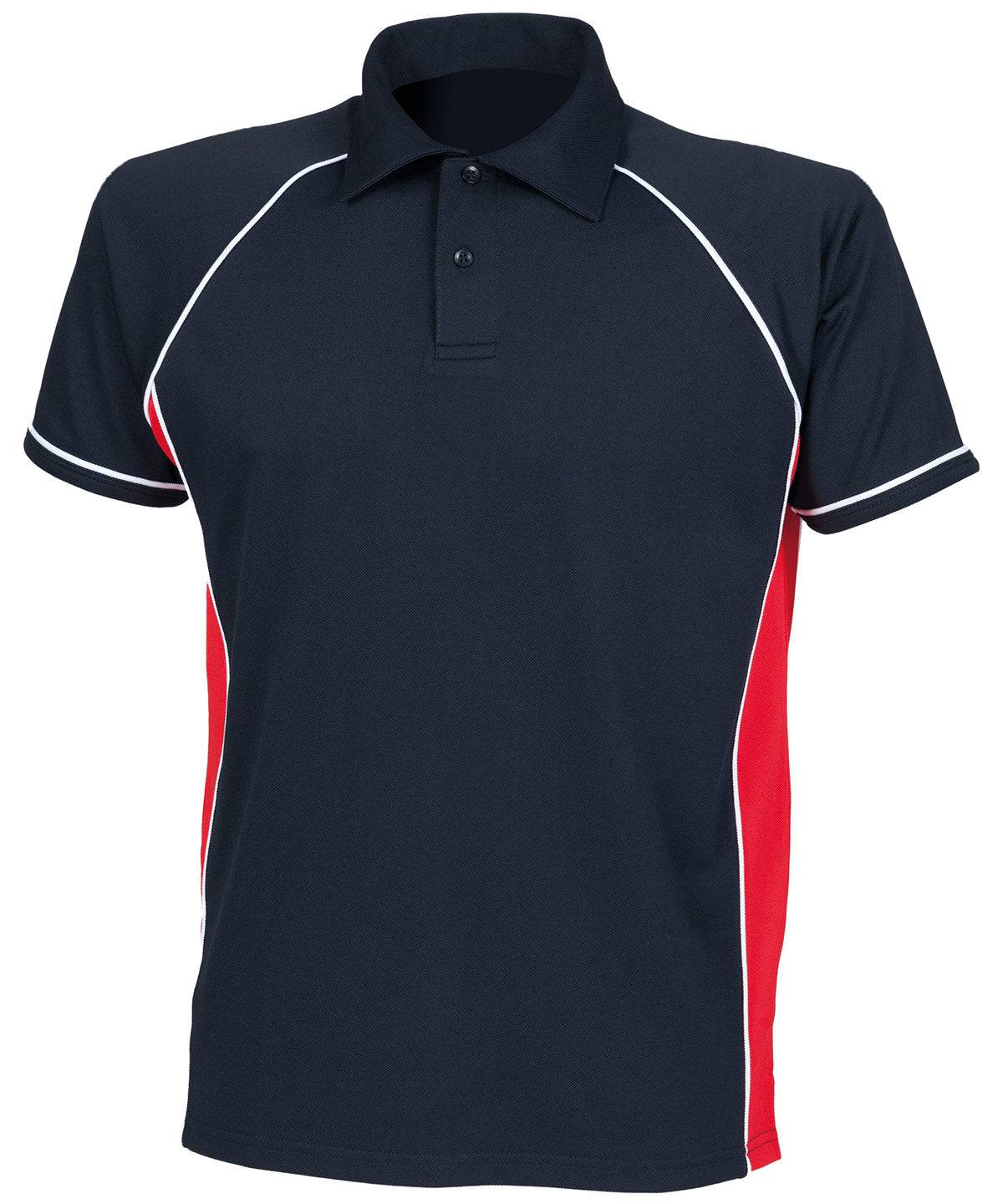 Navy/Red/White - Kids piped performance polo