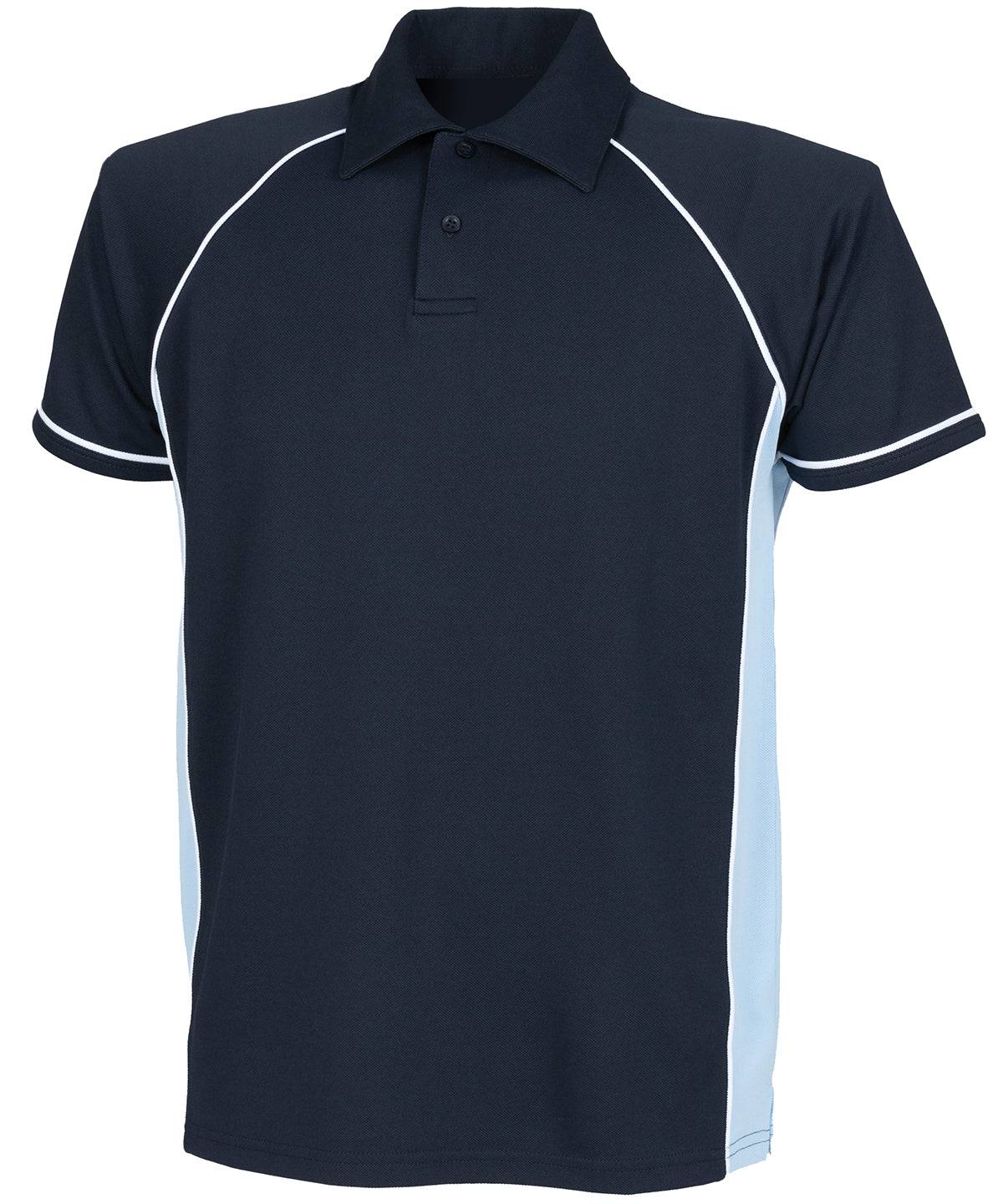 Navy/Sky/White - Kids piped performance polo