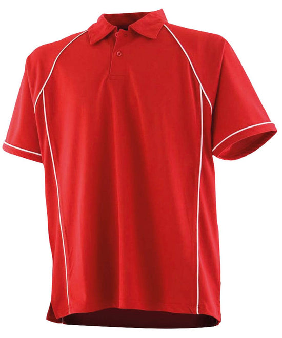 Red/White - Kids piped performance polo