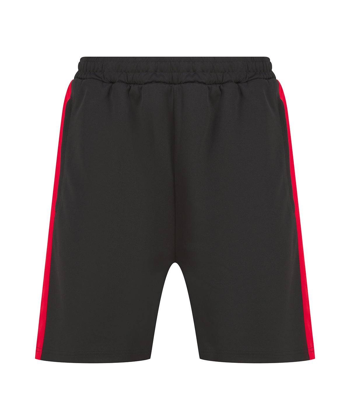 Black/Red - Knitted shorts with zip pockets