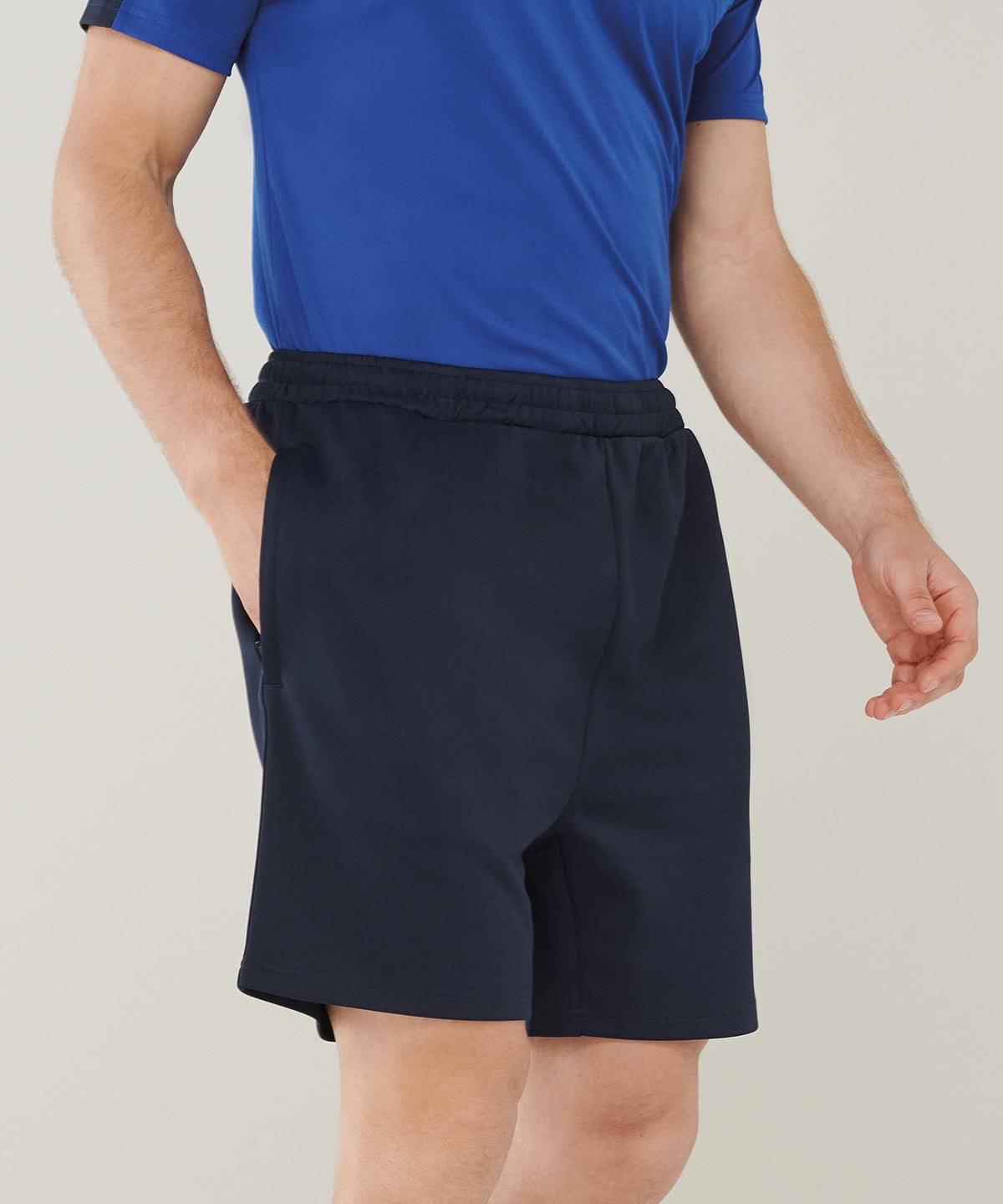 Navy - Knitted shorts with zip pockets