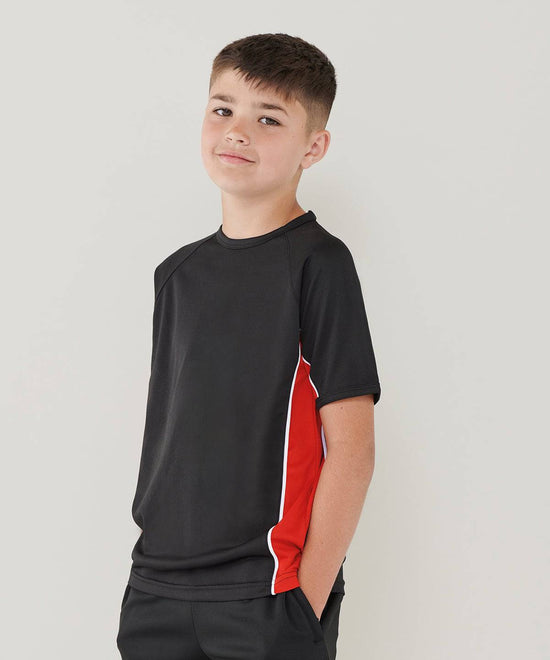 Black/Red/White - Kids performance panel t-shirt