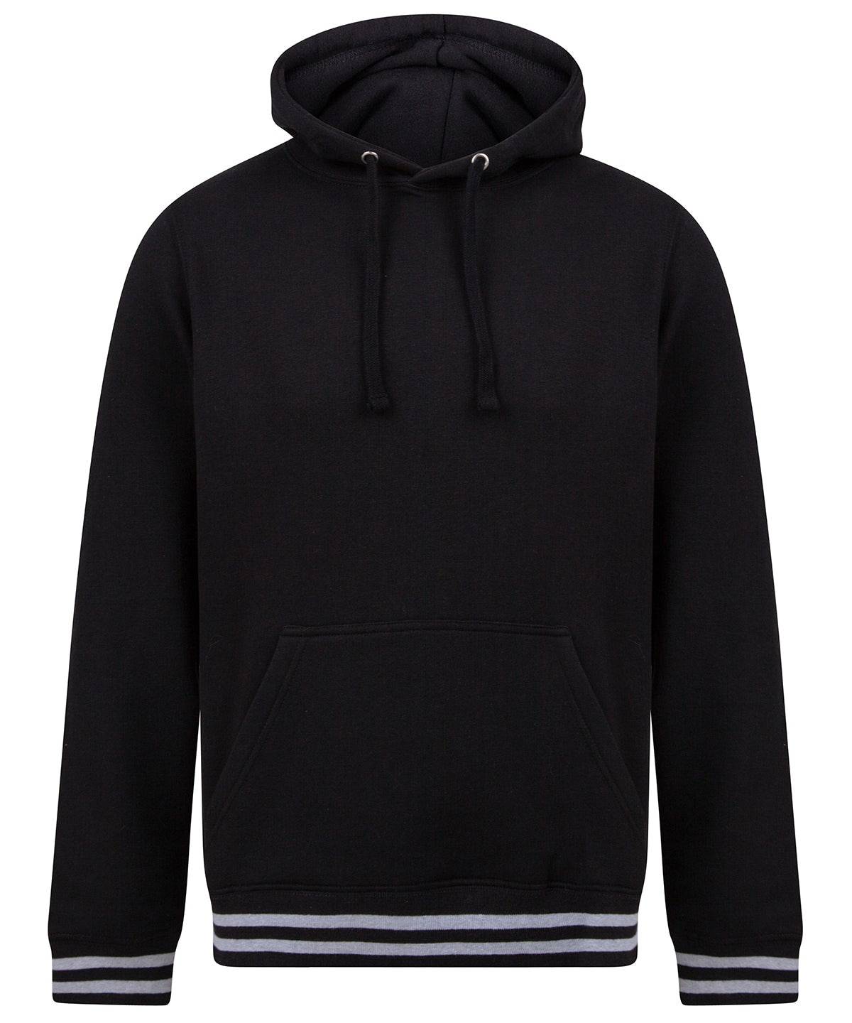 Black/Heather Grey - Hoodie with striped cuffs