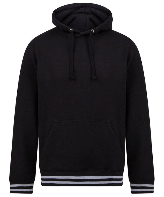 Black/Heather Grey - Hoodie with striped cuffs