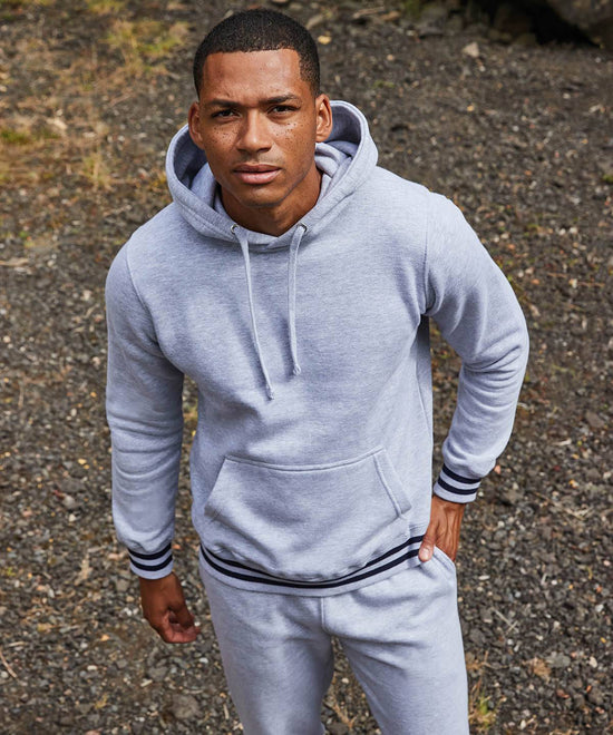 Black/Heather Grey - Hoodie with striped cuffs