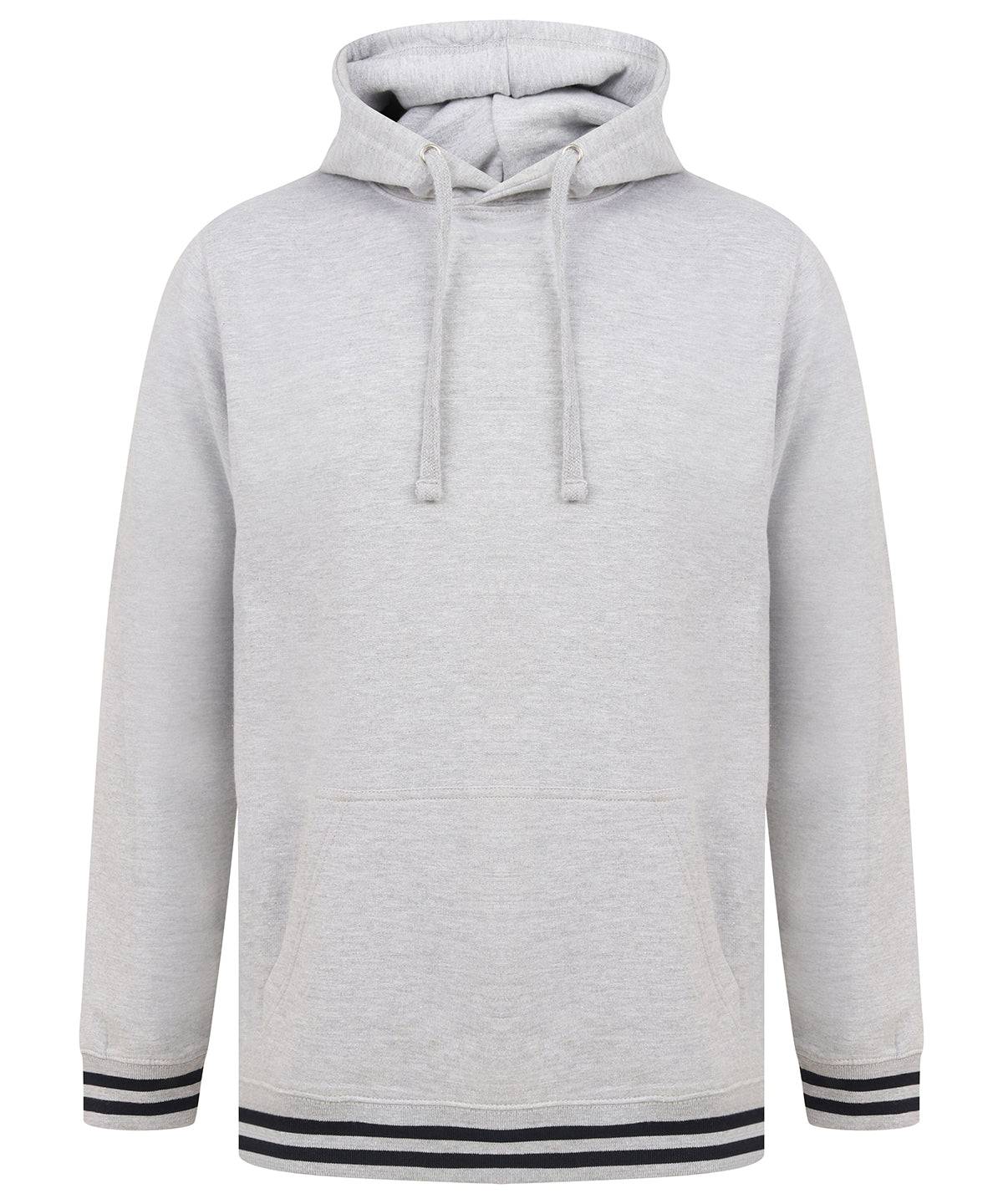 Heather Grey/Navy - Hoodie with striped cuffs