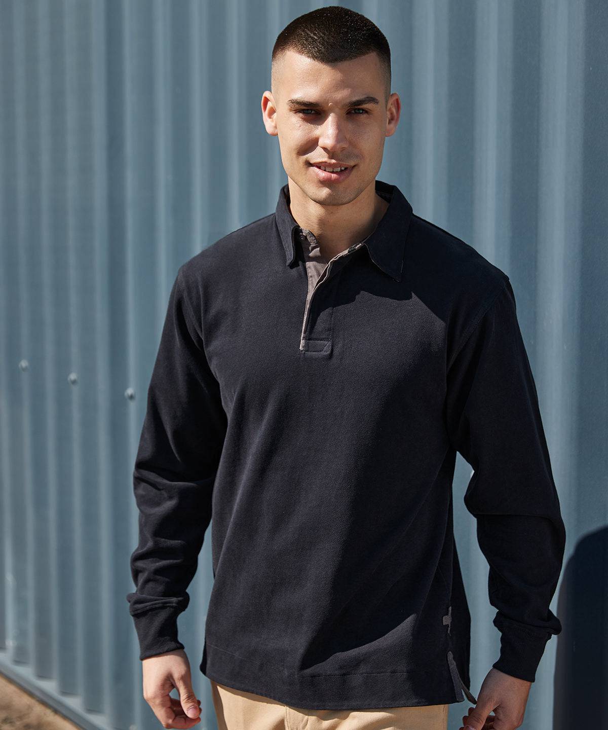 Black - Super soft long sleeve rugby shirt