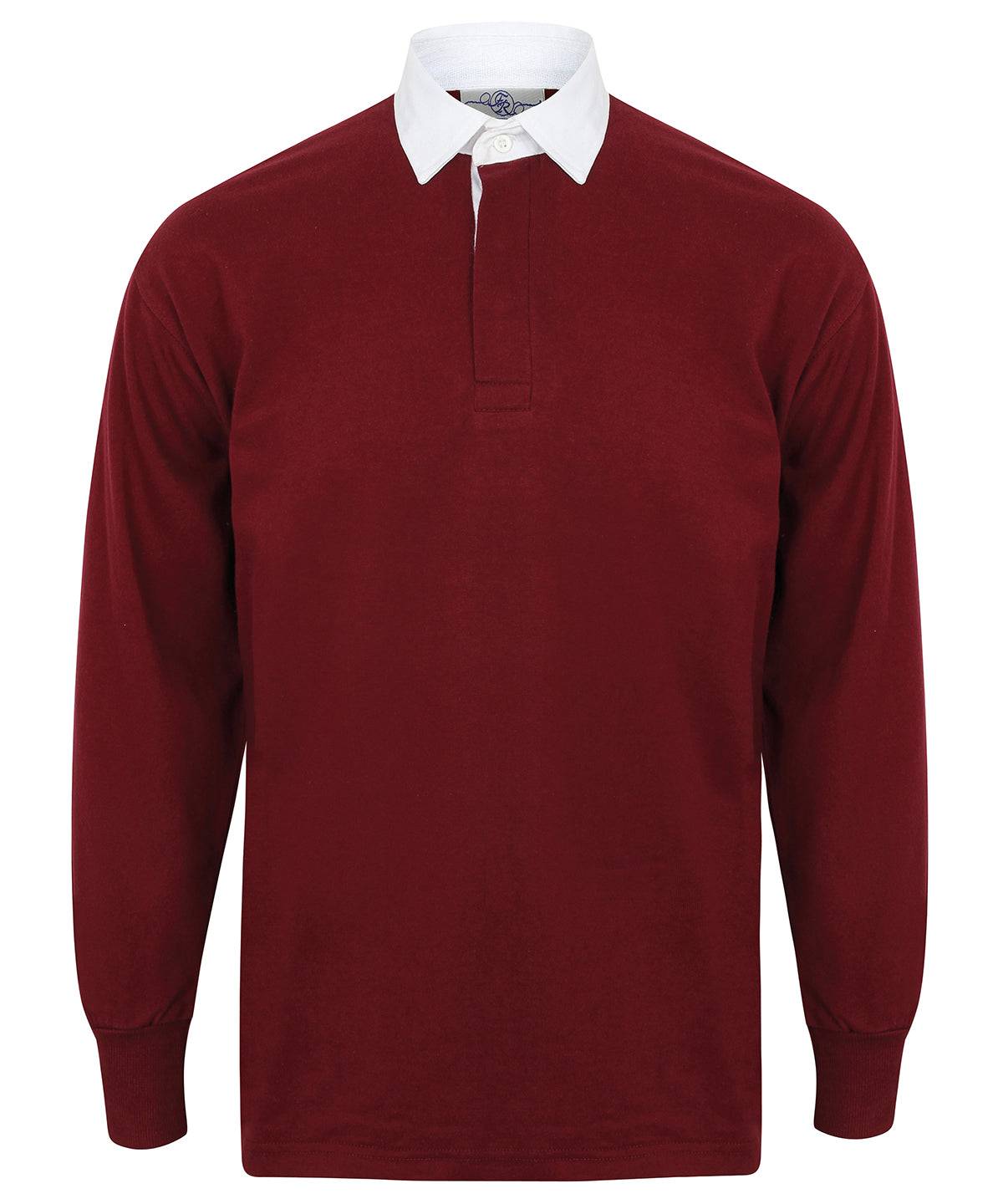 Deep Burgundy/White - Long sleeve plain rugby shirt