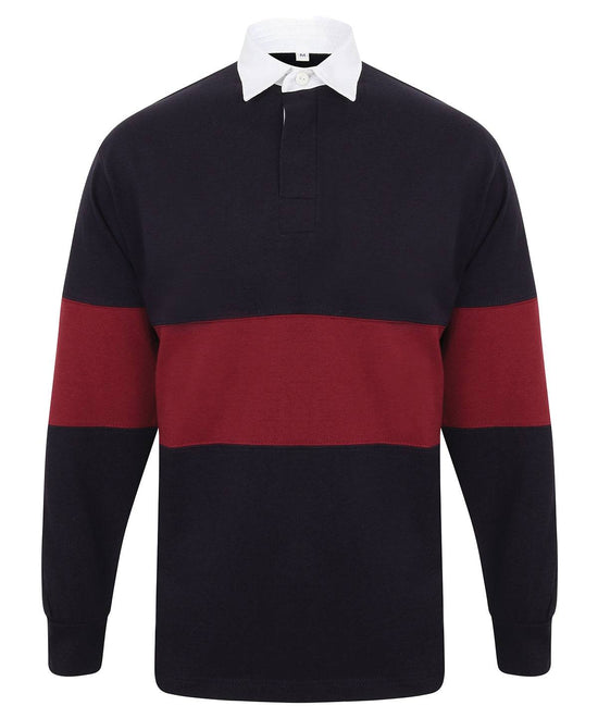 Navy/Burgundy - Panelled rugby shirt