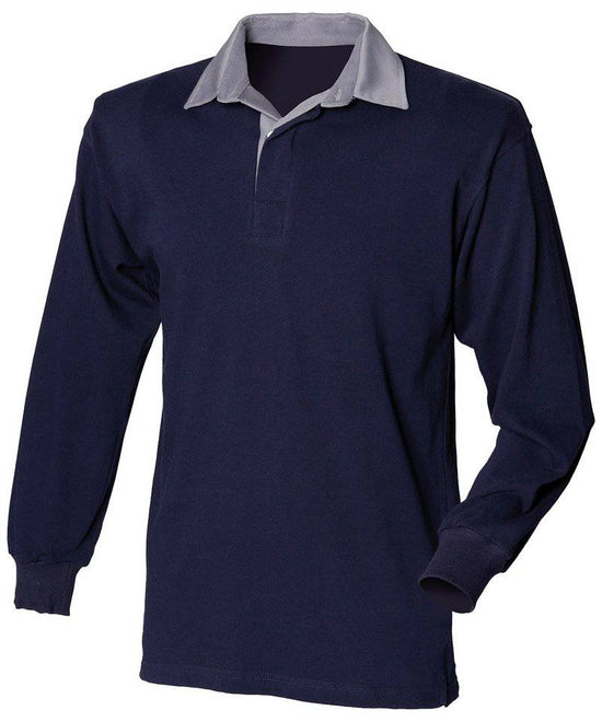 Navy/Slate collar - Long sleeve original rugby shirt