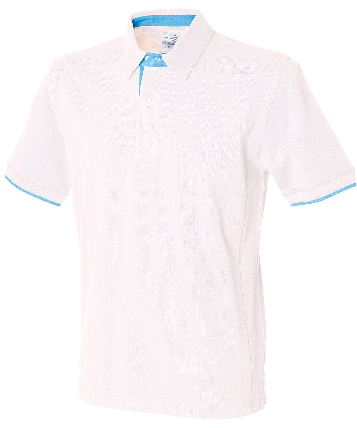 White/Sky Blue - Contrast piqué polo shirt